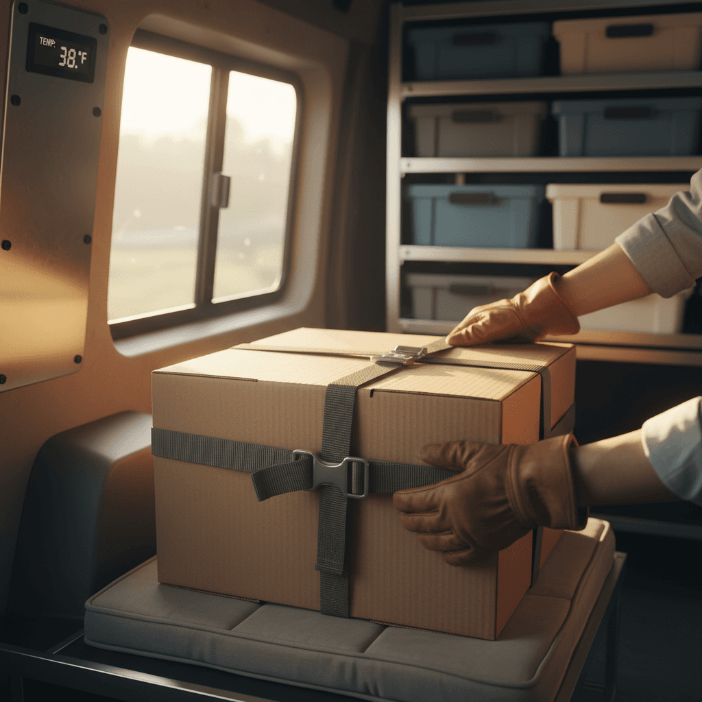 Secure food and freight cargo loading in J4 Transit van