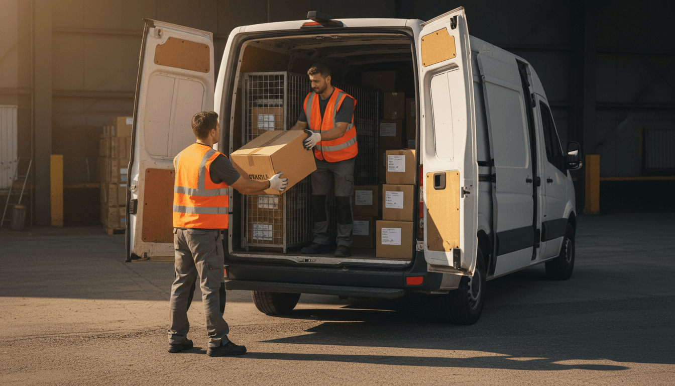 J4 Transit & Logistics team loading cargo into a van in Springfield