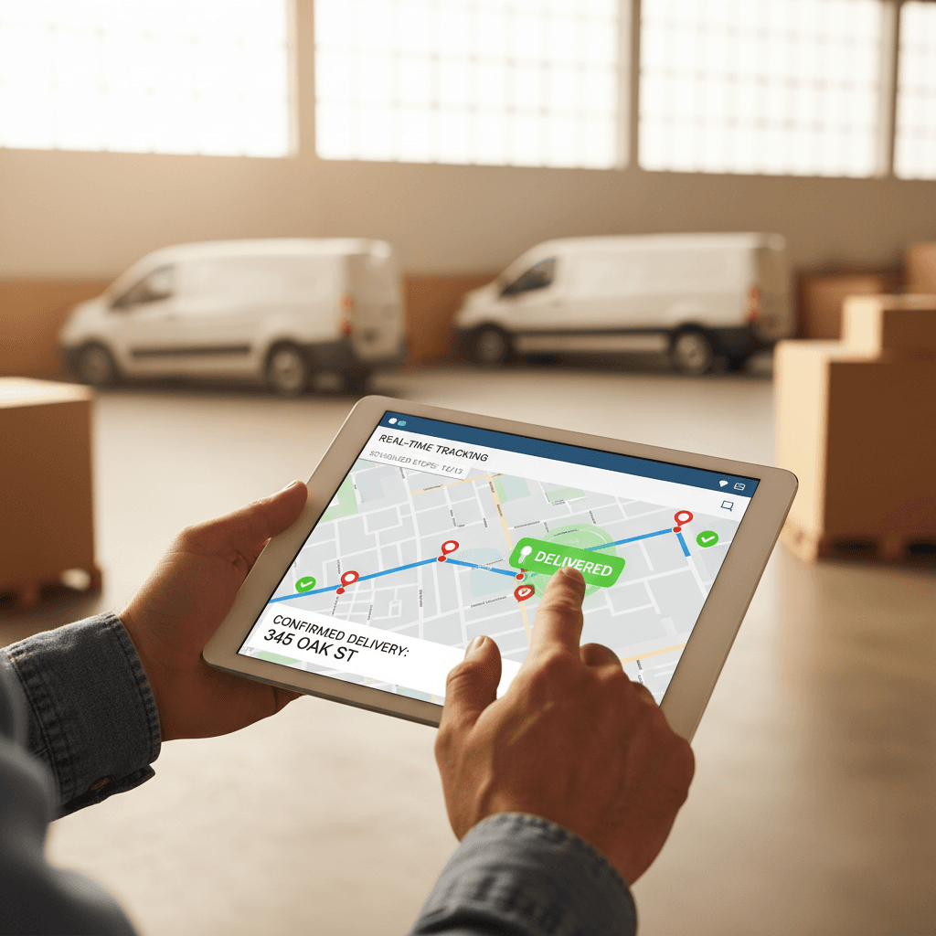 Real-time delivery tracking and route confirmation